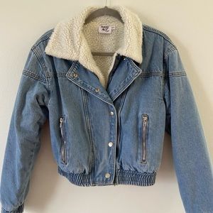 Princess Polly blue Jean Jacket, faux fur lining